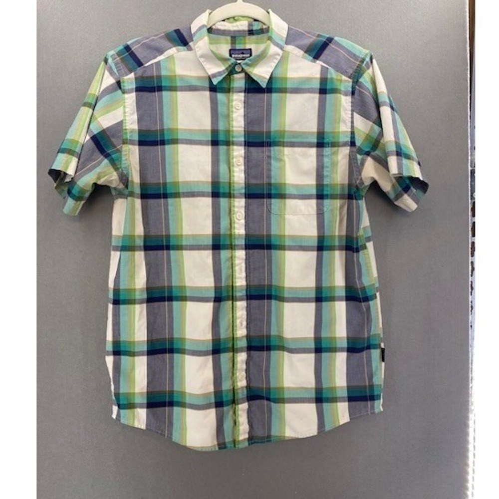 Patagonia Organic Cotton Plaid Short Sleeve Button‎ Up Shirt Men's Medium